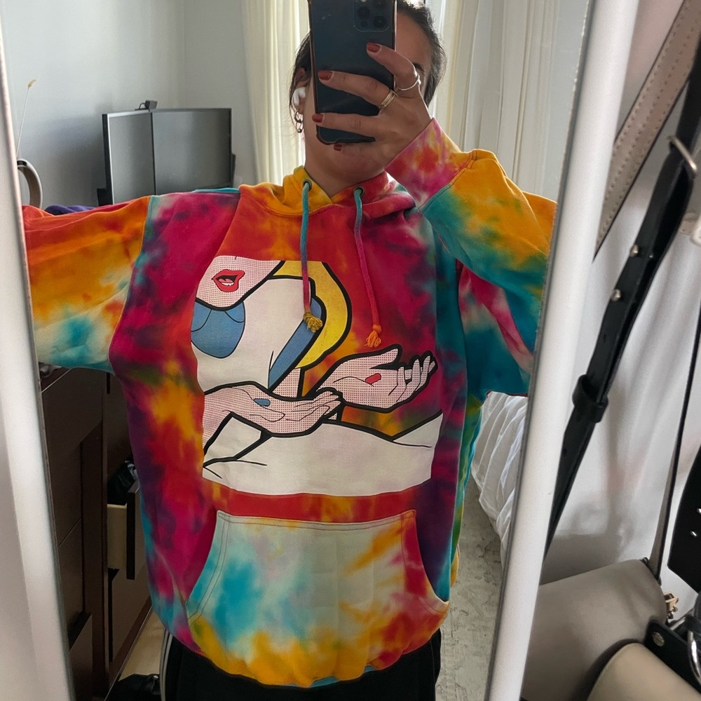Unisex soft Alice in wonderland tie dye sweater